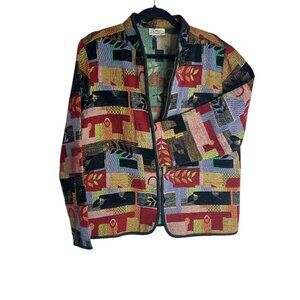 Vintage Tapestry Patchwork Jacket Boho Cottagecore Grannycore Art to Wear M/L